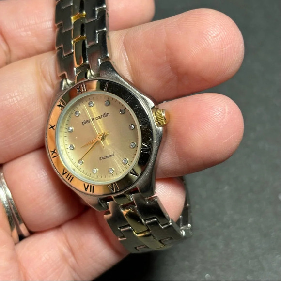 Pierre Cardin Ladies Watch Diamond Accent Quartz Two Tone Watch Working - Picture 5 of 8